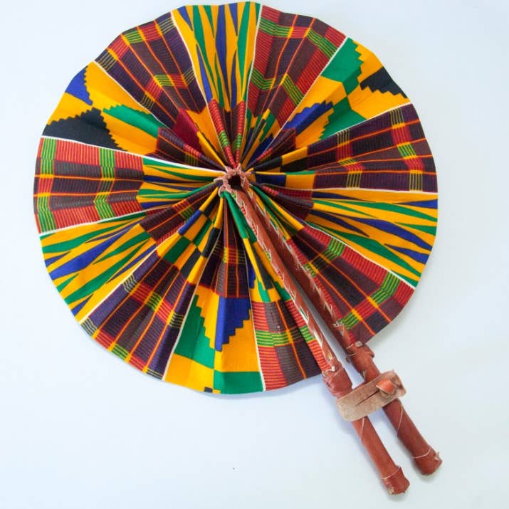 World Peaces - Wholesale Handheld Folding Fan - African Wax Print Fan, Handmade in Ghana
