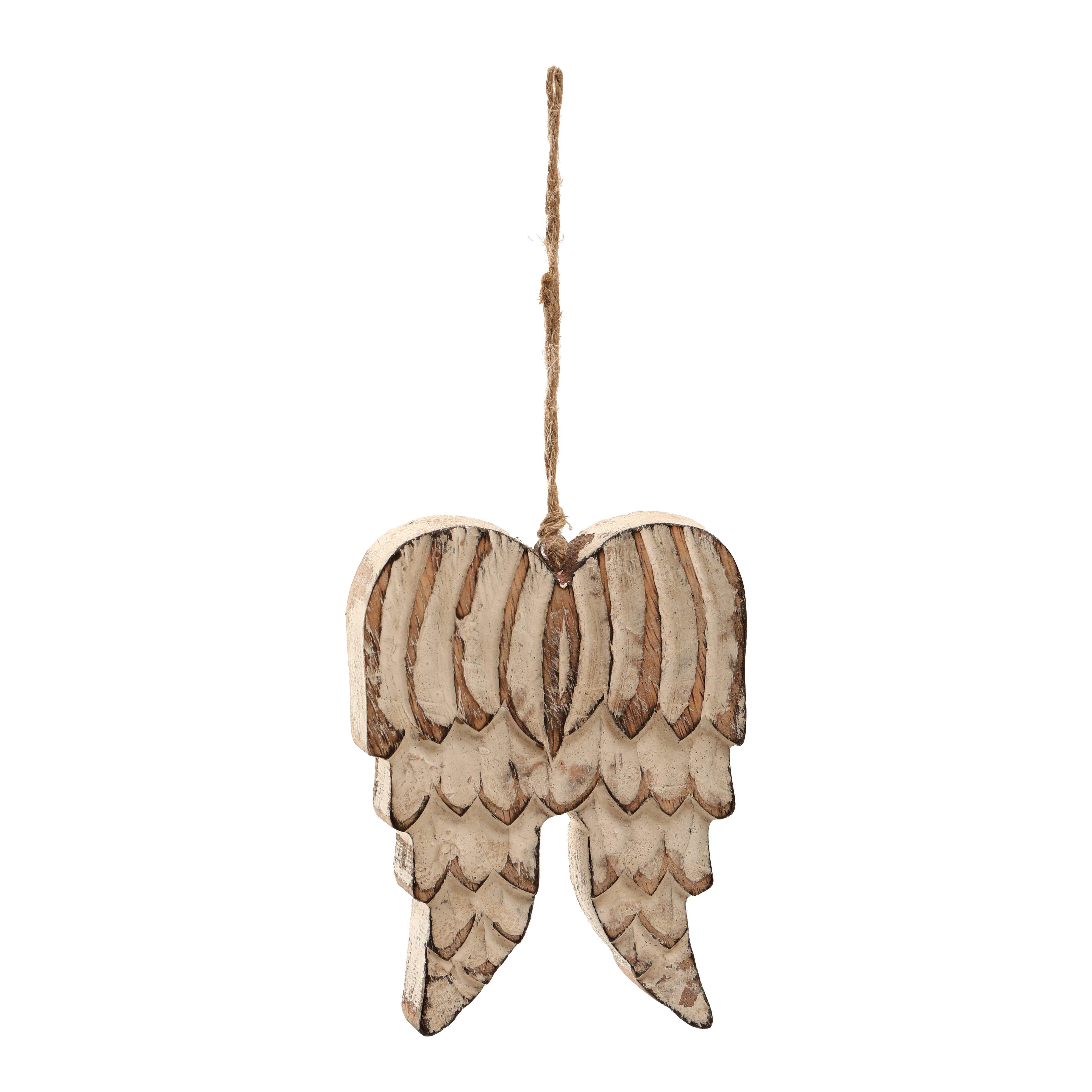 Vatican Homes - Vendita all'ingrosso Decorazione - 5" Ornamenti Ali d'Angelo in Legno Sbiancato0