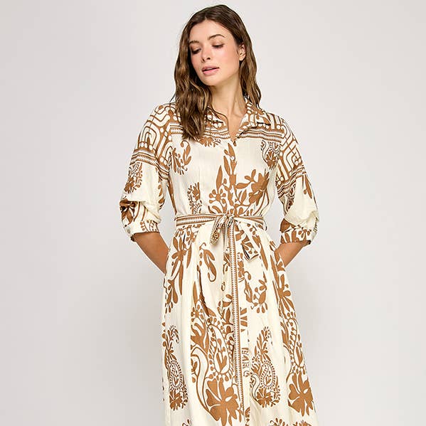 Geometric Printed Midi Dress  and other Purchase Wholesale ruban textile. Free Returns & Net 60 Terms on Faire trending on Faire.