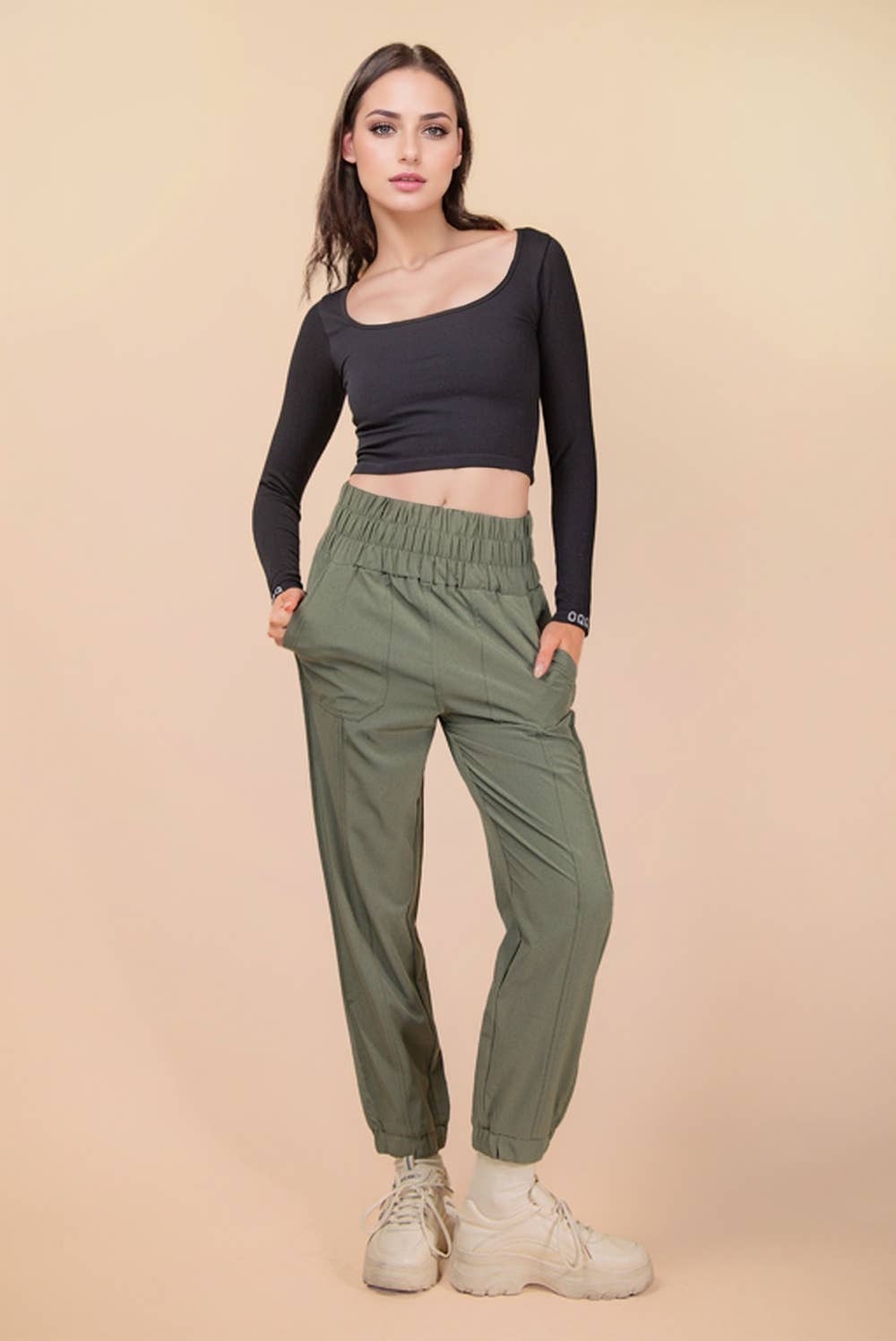 VERY J - Wholesale Athletic Sweatpants/Joggers - Women's - NP70063-Elasticized waist jogger pants3