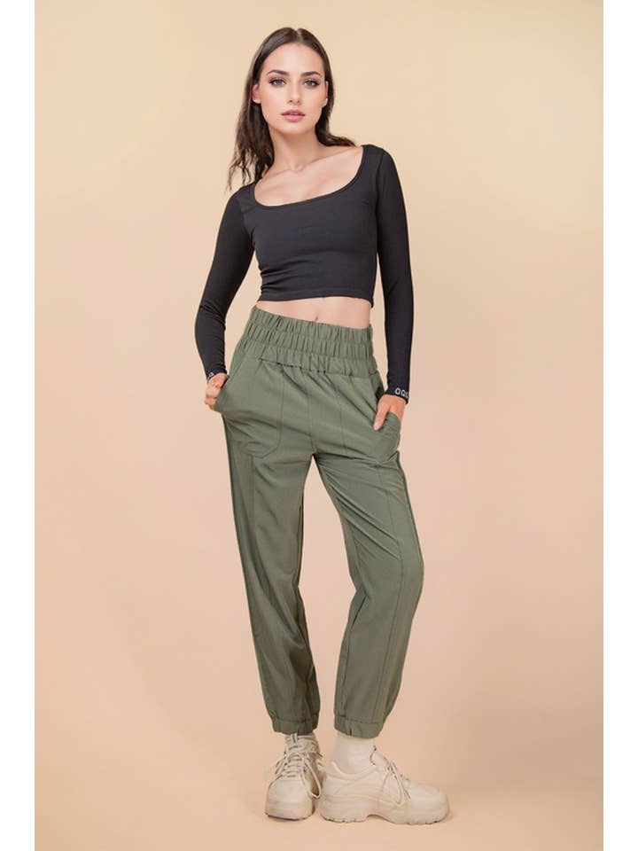 VERY J - Wholesale Athletic Sweatpants/Joggers - Women's - NP70063-Elasticized waist jogger pants3