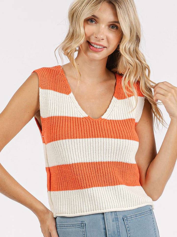 DÉBARDEUR COURT RAYÉ À COL EN V pour la vente par mittoshop