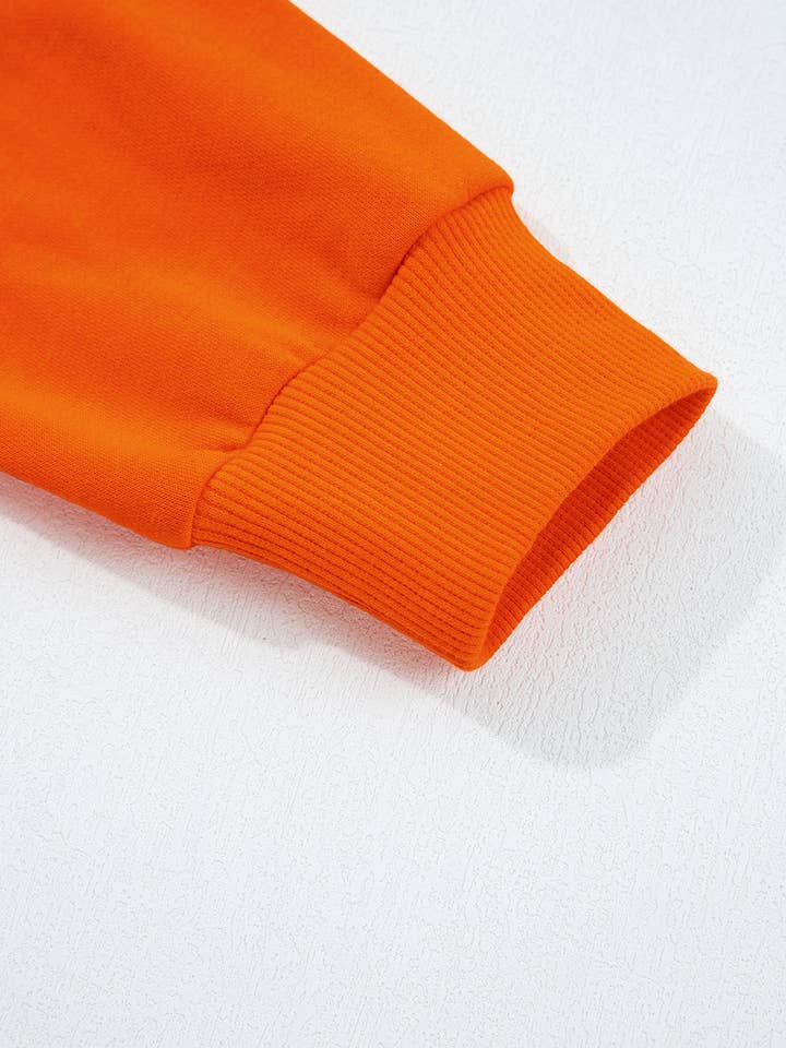 Orange Varsity Striped Sleeve Drop Shoulder Sweatshirt and Short Set for wholesale on Faire7