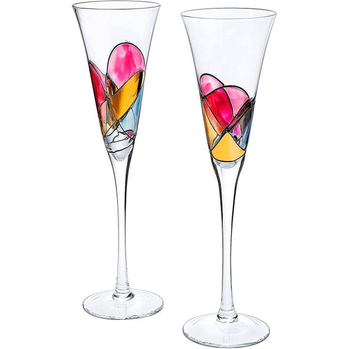 Artisanal Hand Painted Stemless Renaissance | 2 Glass Set for wholesale by The Wine Savant / Khen Glassware