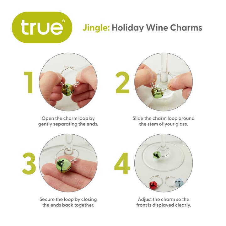 Multicolor Jingle Holiday Wine Charms Set of 6 for wholesale on Faire4