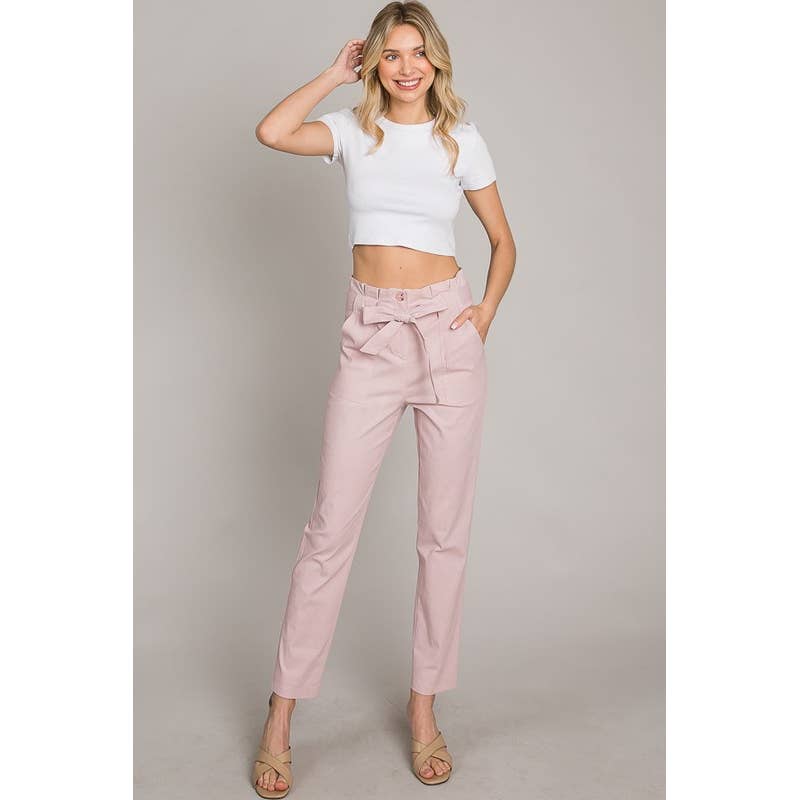 Lemon Tree - Wholesale Pants - Women's - Paper Bag Waist Front Tied Pants1