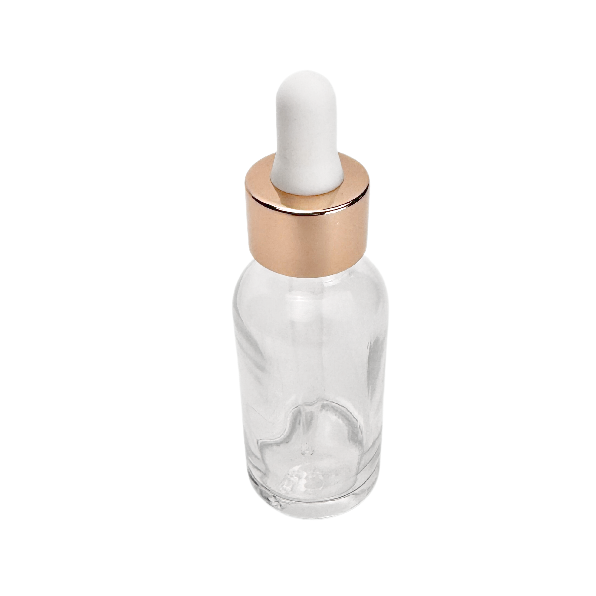 The Bottle Shoppe - Vente Supports pour huile essentielle - Flacon en verre transparent de 30 ml avec pipette en verre blanc et or rose1