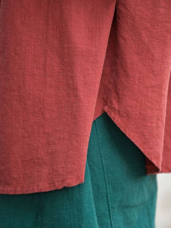 UZ Wholesale Store - Vente Chemise à col boutonné – femme - Blouses amples à manches chauve-souris chinoises à boutons grenouilles plissés de couleur unie et à col montant22