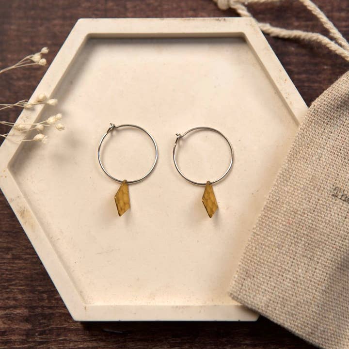 The Old Farmhouse Jewellery – wholesale Dangle earrings – Small Brass Earrings, sterling silver, brass charm, dainty5