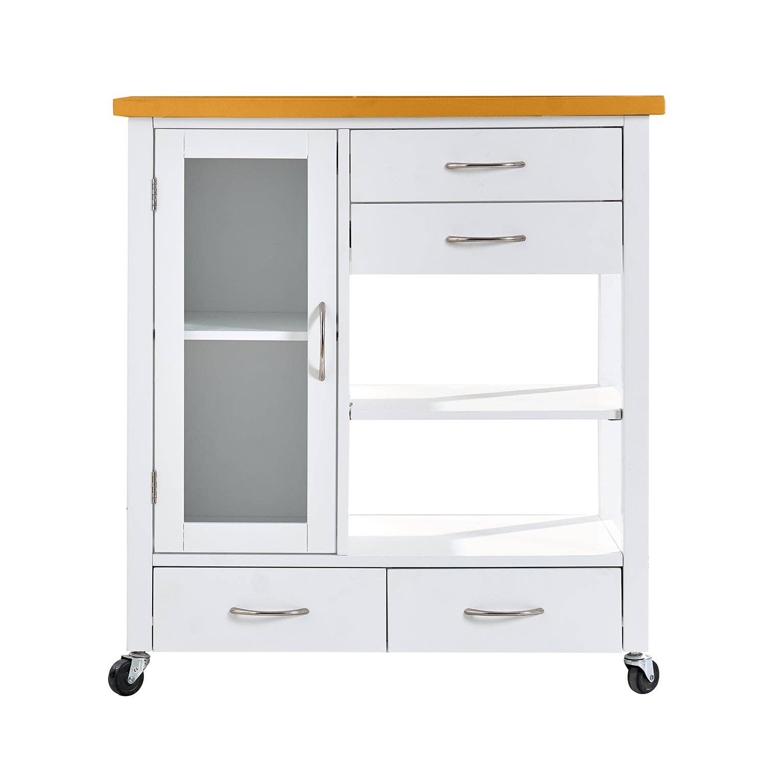 39F Inc. - Wholesale Kitchen Storage/Organizer - White Kitchen Island Cart with Walnut Top and Storage Drawer5