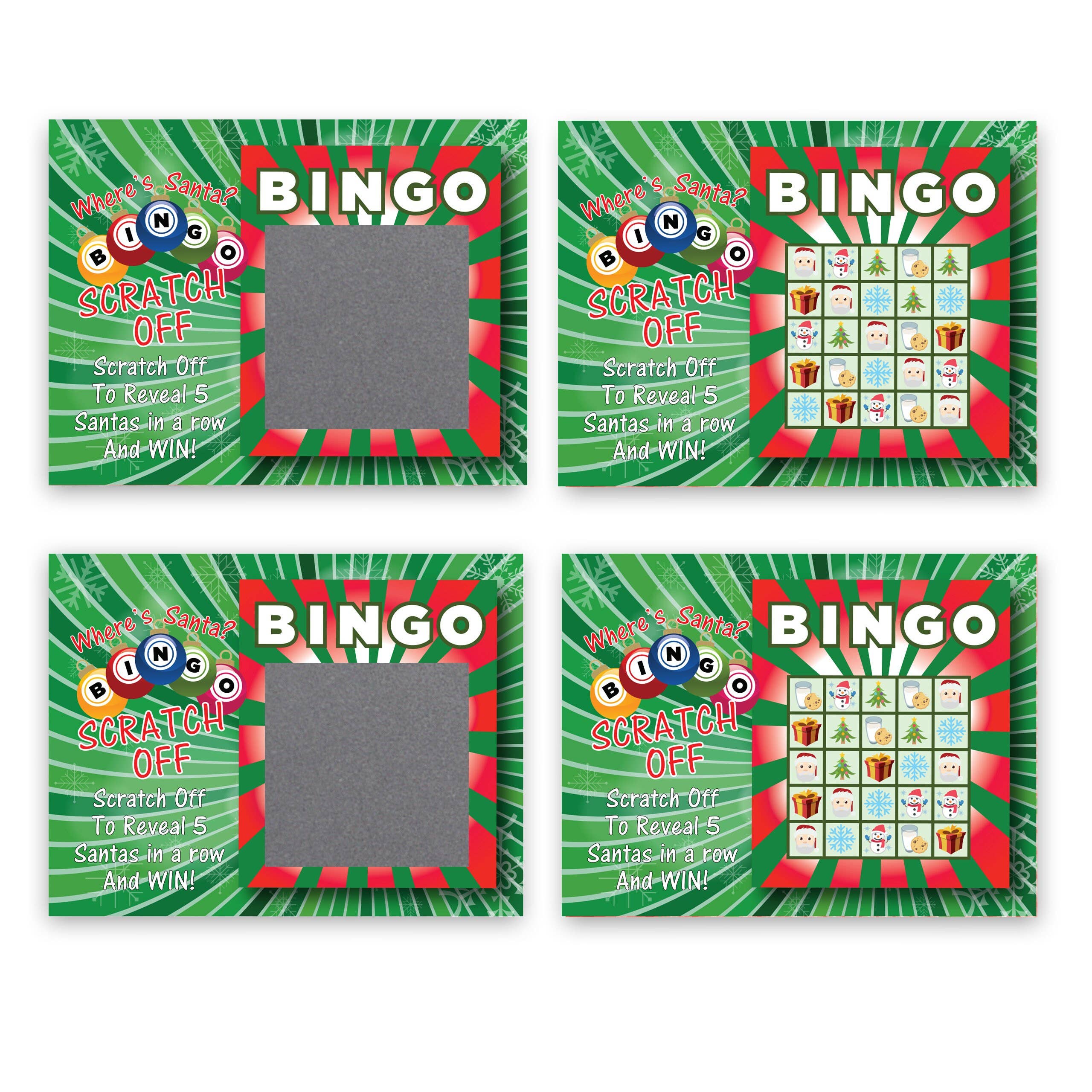 My Scratch Offs - Wholesale Card Game - 50 Christmas "Where's Santa?" BINGO Scratch Off Game Card1