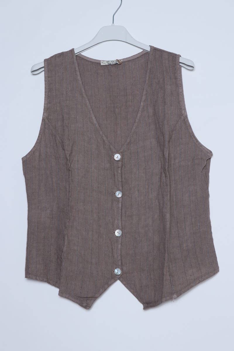 LÉA & LUC - Wholesale Button Down Shirt - Women's - Sleeveless shirt in 100% Linen REF. 51707