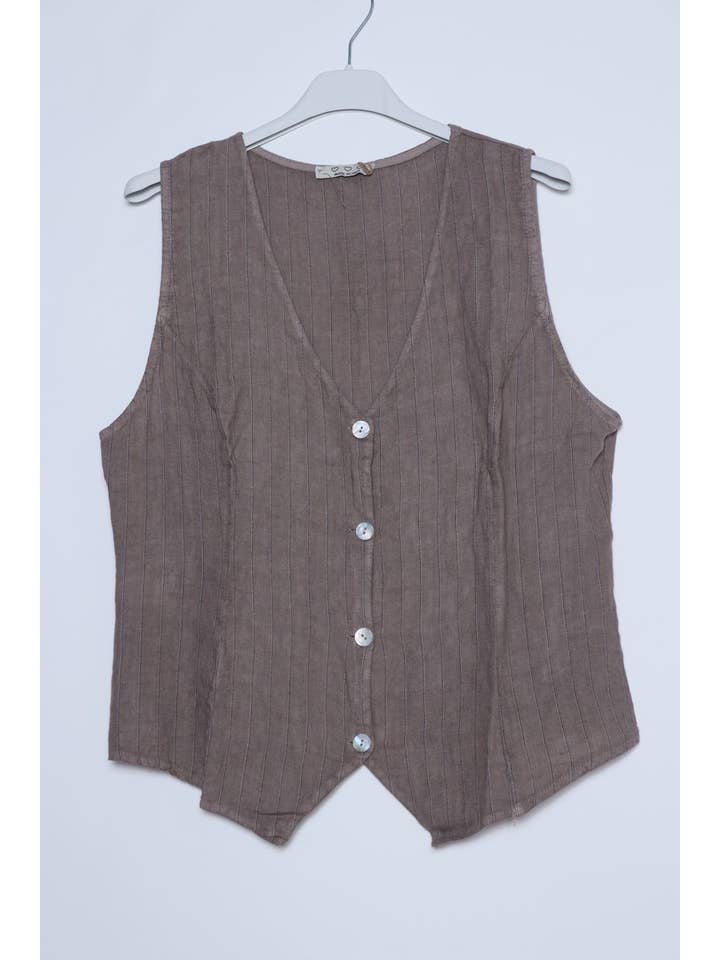 LÉA & LUC - Wholesale Button Down Shirt - Women's - Sleeveless shirt in 100% Linen REF. 51707