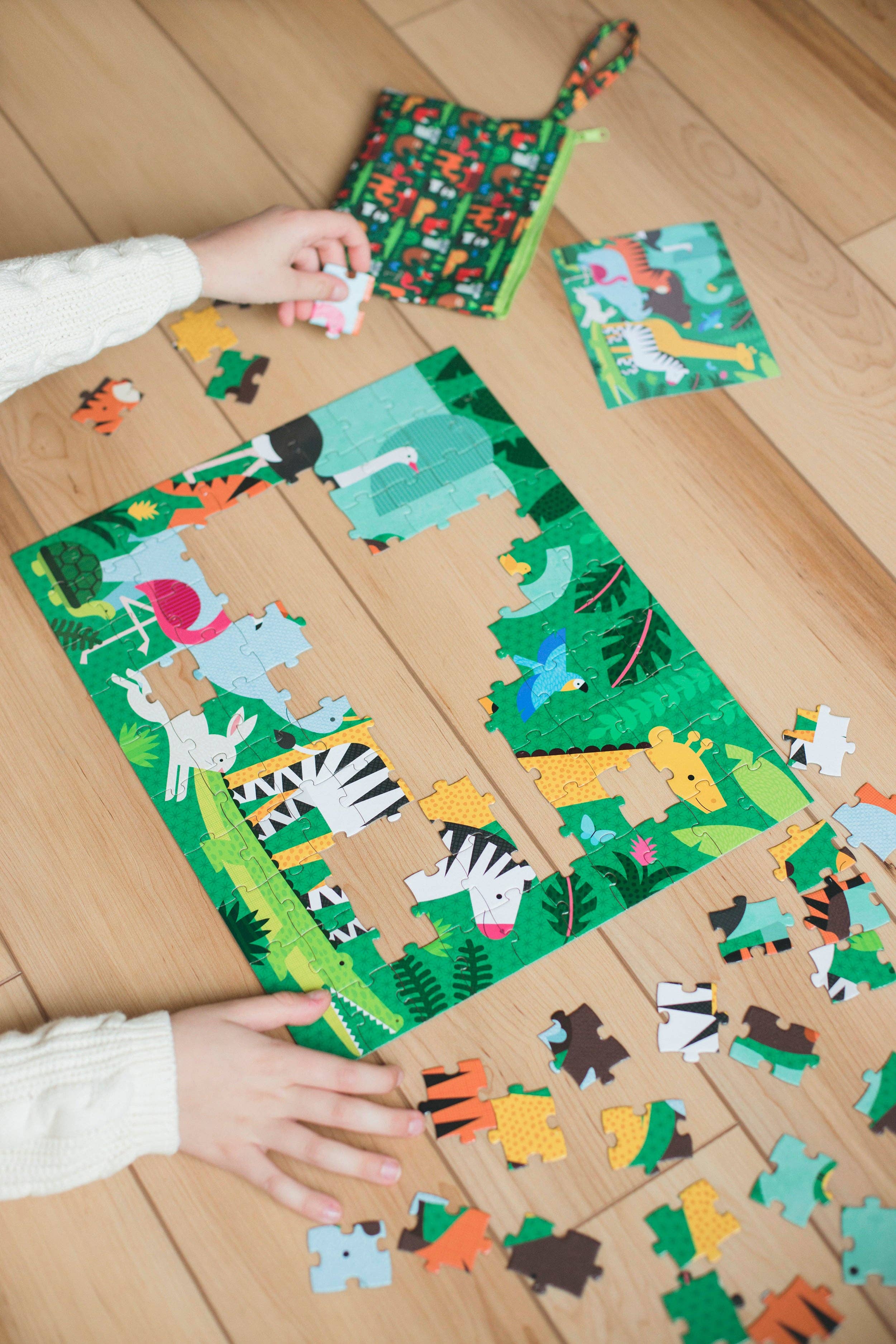 Chronicle Books - Wholesale Puzzle - Kids - Two Sided On-The-Go Puzzle  Animal Menagerie1