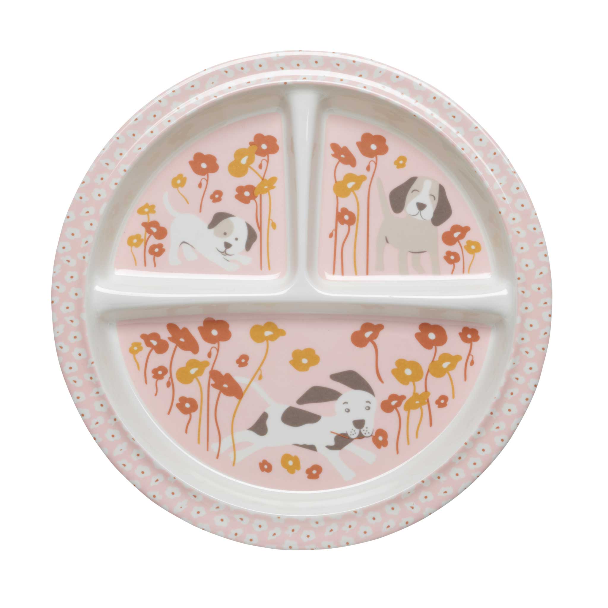 Sugarbooger by Ore’ Originals - Wholesale Dinner Plate - Kids & Baby - Divided Suction Plate | Puppies & Poppies1