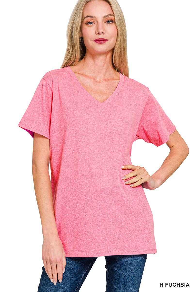 42POPS - Wholesale T-Shirt - Women's - `.Cotton Short Sleeve Boyfriend  V Neck Tee3