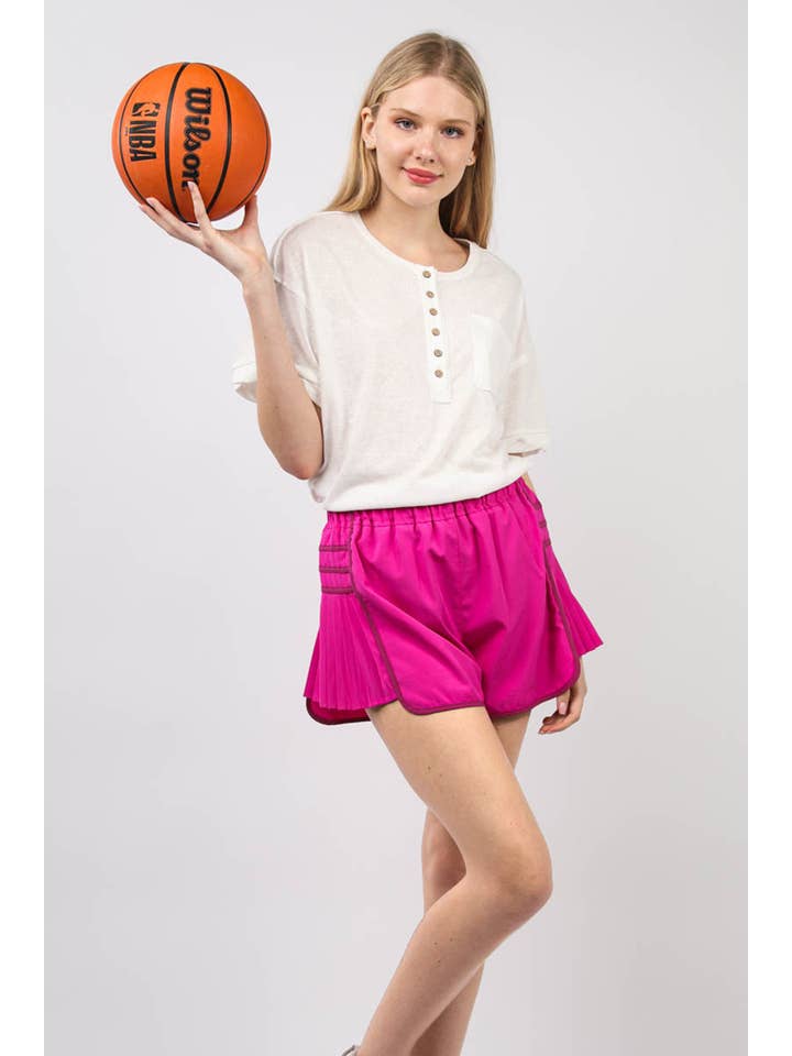 VERY J - Wholesale Athletic Shorts - Women's - NP70305-Side Pleated Detail Activewear Shorts6