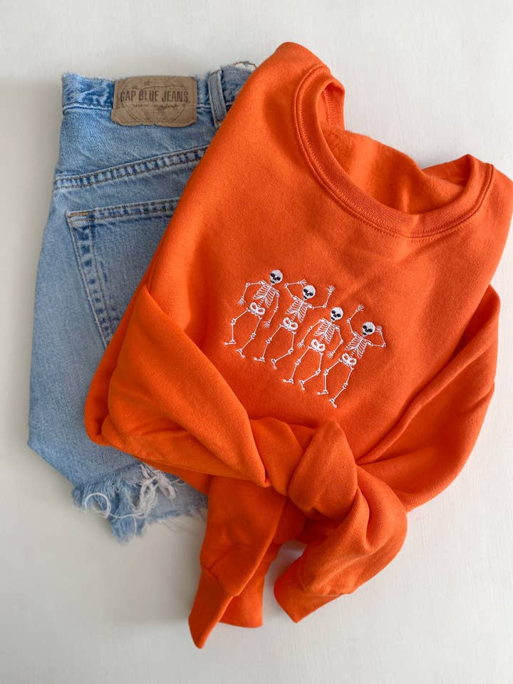 Dancing Skeletons Embroidered Sweatshirt for wholesale by The Southern Post