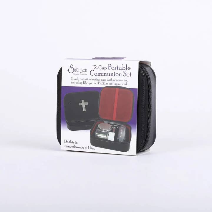 Swanson Christian Products - Vente Cartes religieuses - Ensemble de communion portable avec étui en simili cuir3