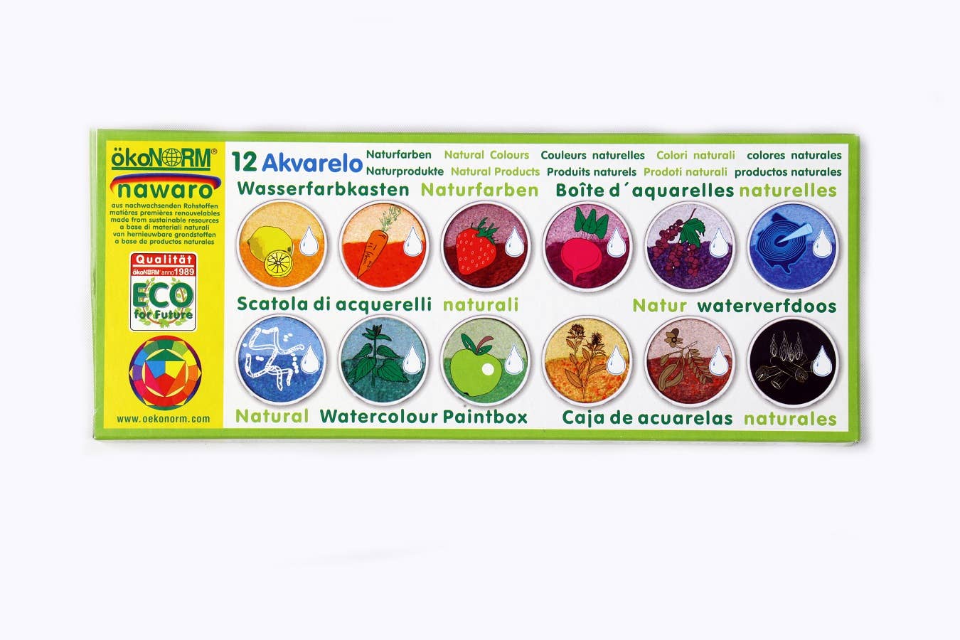 ökoNORM - Wholesale Watercolor Paint - Nawaro Paint Box, Tin Case With Color Tablets Ø30MM2