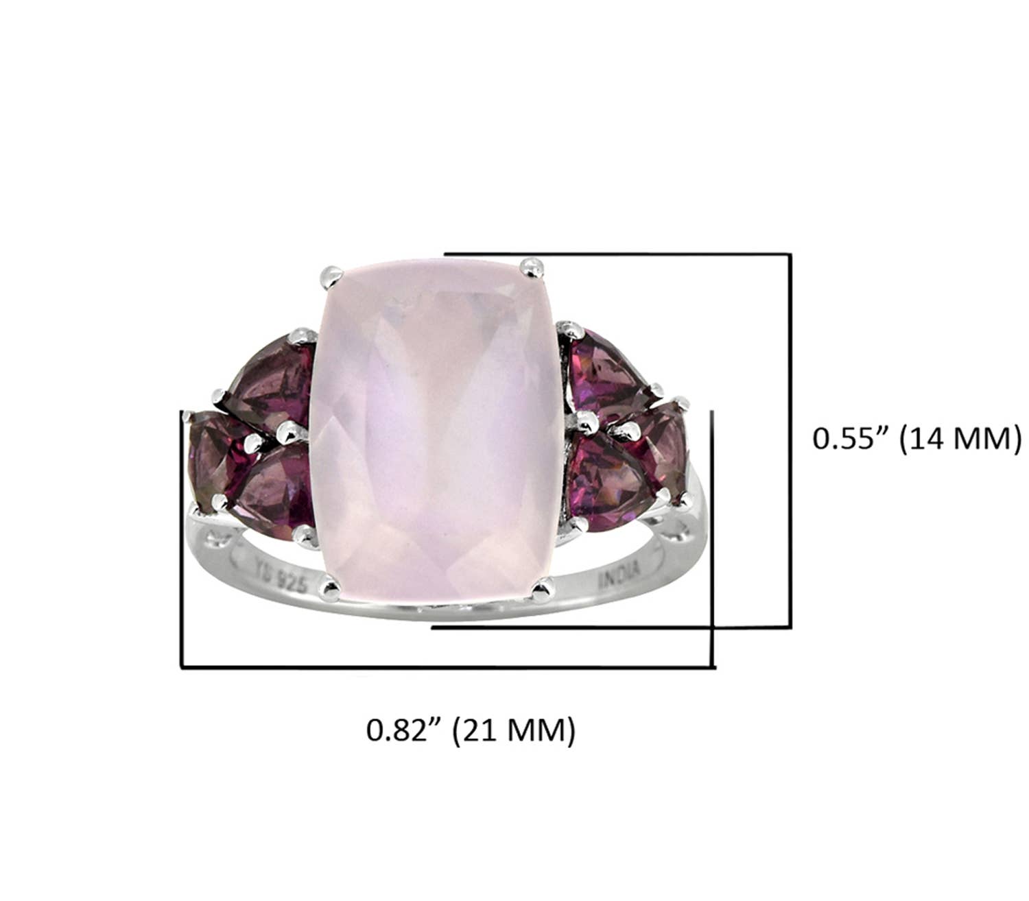 Tiramisu - Vendita all'ingrosso Anelli di fidanzamento - anello di fidanzamento in argento sterling 925 con granato di quarzo rosa4