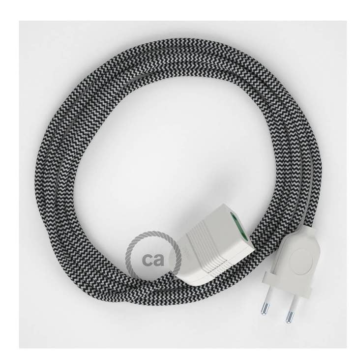 Alargador eléctrico con cable textil RZ04 Efecto Seda ZigZag Negro 2P para venta al por mayor de LIGHTINUP S.R.L.