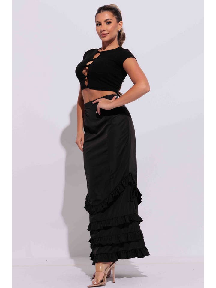 SORT Flæse maxi nederdel for engroshandel på Faire7