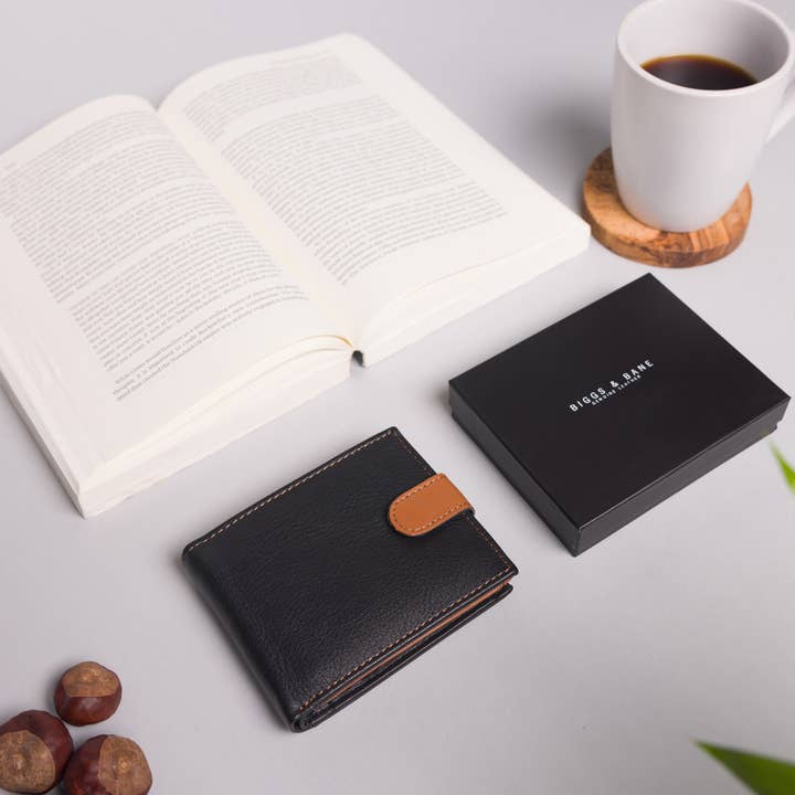 Redbrick β wholesale Wallet - Menβs β Biggs & Bane Large Capacity Men's Bifold Black & Tan Leather Wallet9