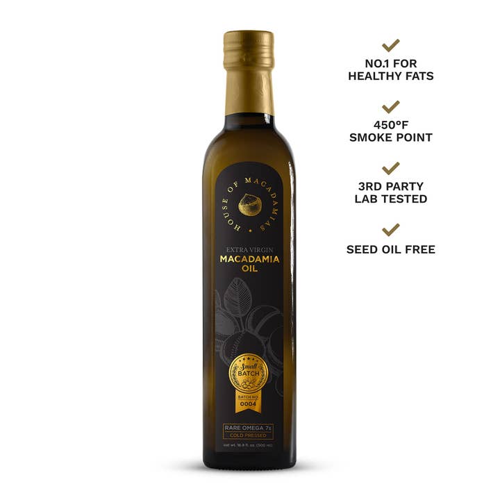 Macadamia Oil Extra Virgin Cold Pressed 16.9 oz. for wholesale by House of Macadamias