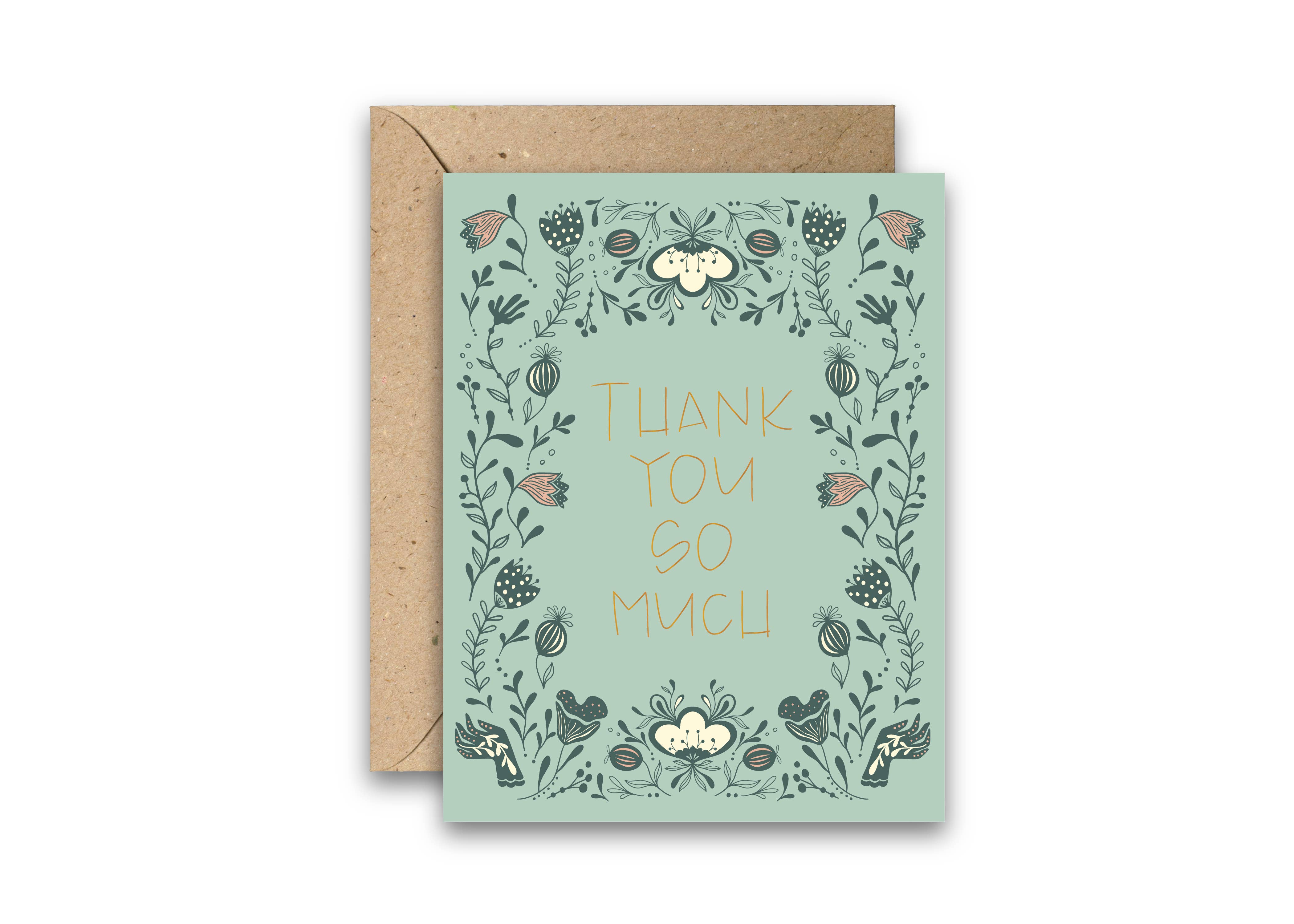 Amicreative - Wholesale Thank You Card - Thank You Flowers Gold Foil Greeting Card
