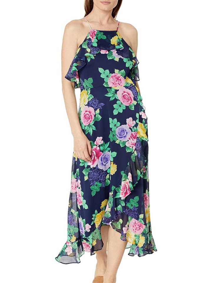 London Times Floral Halter Off-the-Shoulder Dress for wholesale by New Yorker's Apparel