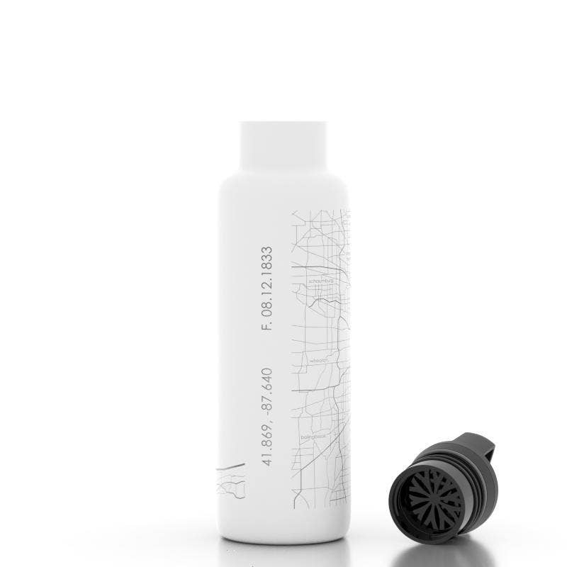 Well Told - Wholesale Water Bottle - Chicago, IL City Map - 21 oz Insulated Water Bottle1