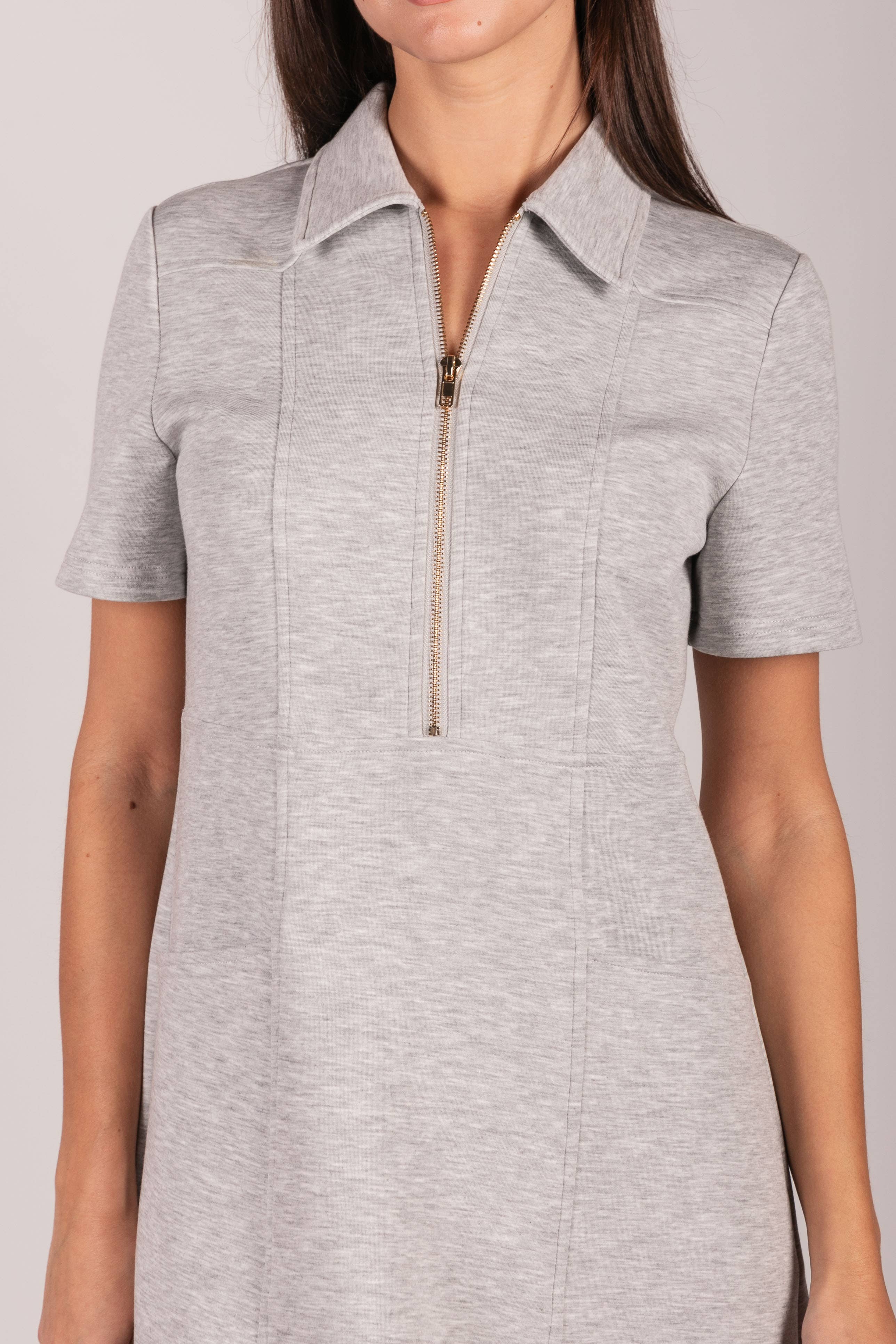 P. CILL - Wholesale Dress - Women's - P. CILL Butter Modal Quarter Zip Short Sleeve Dress12