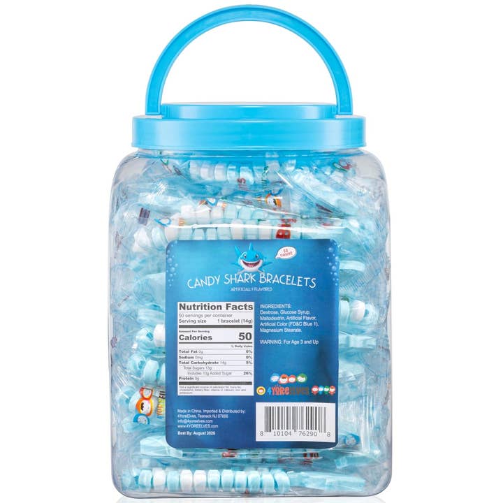 Think Distributors - Wholesale Hard Candy - 50 Shark Candy Bracelets Individually Wrapped1
