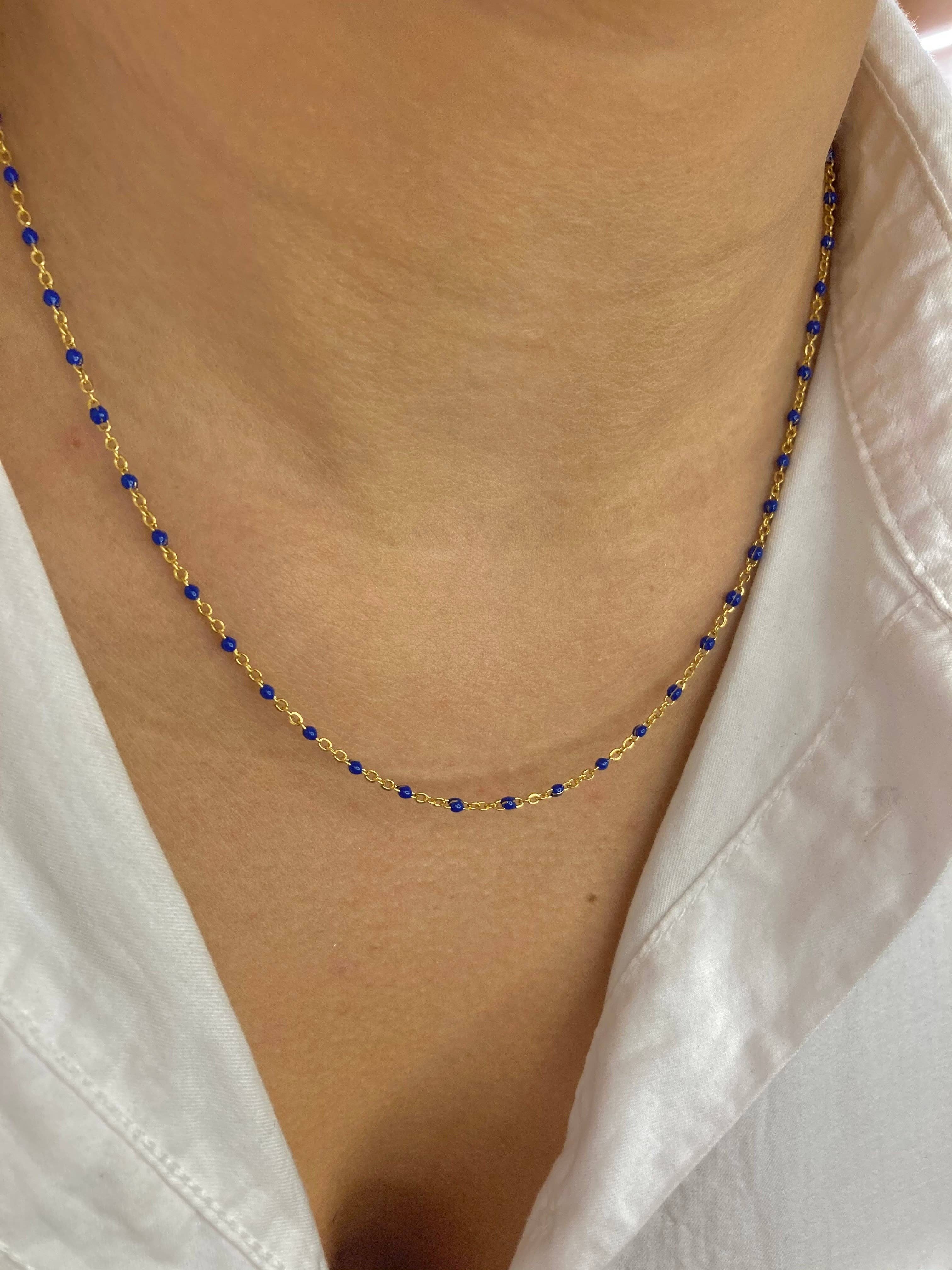 Cassette Barcelona - Wholesale Pendant/Charm Necklace - Blue Alicia Gold Plated Stainless Steel Pendant Necklace0