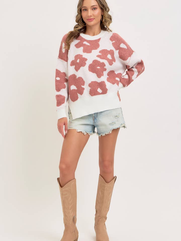 Sweet Lovely by Jen - Wholesale Knit Sweater - Women's - FLORAL LOOSE FIT SWEATER KNIT16