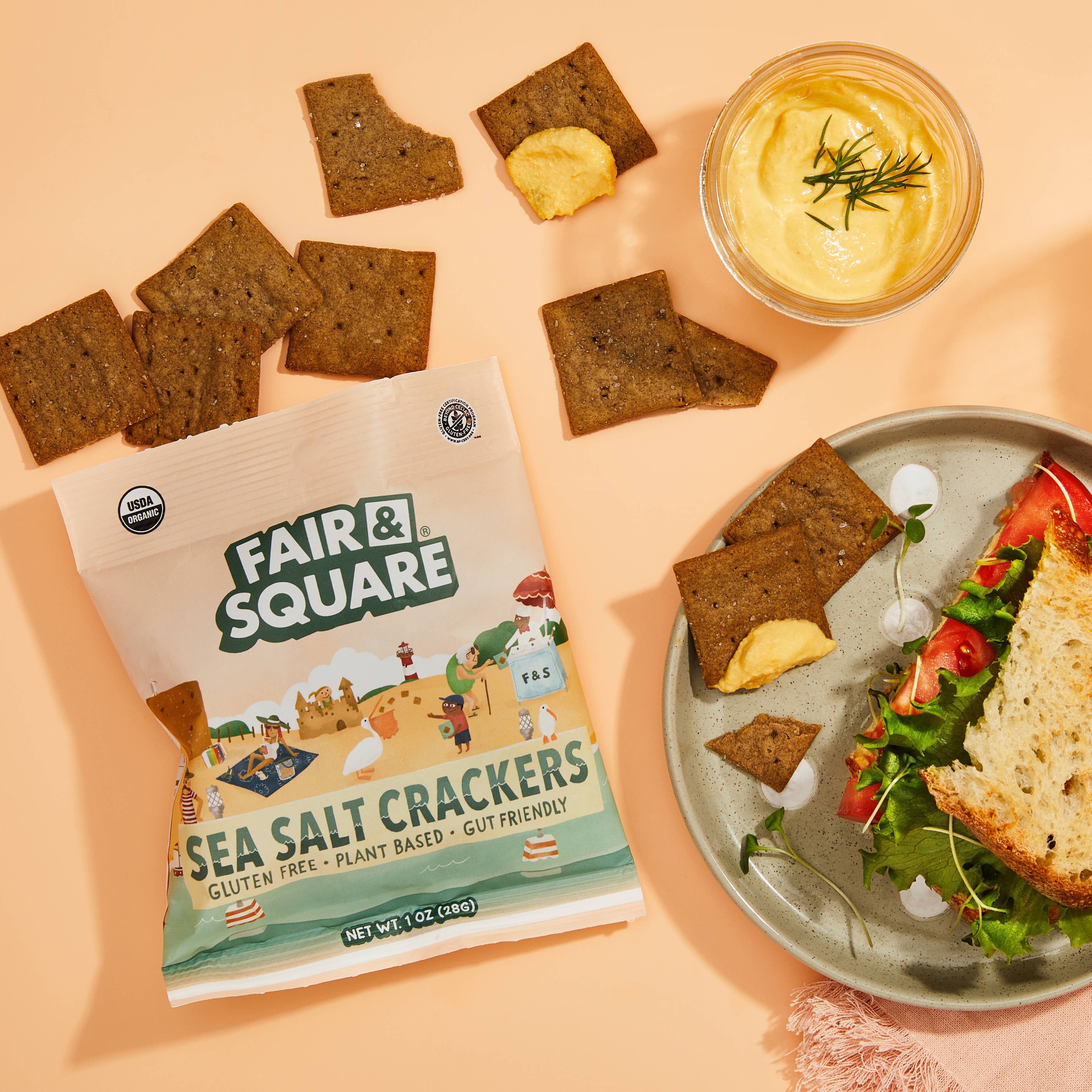 Fair & Square - Wholesale Crackers - Sea Salt Crackers | 1oz Snack Pack1