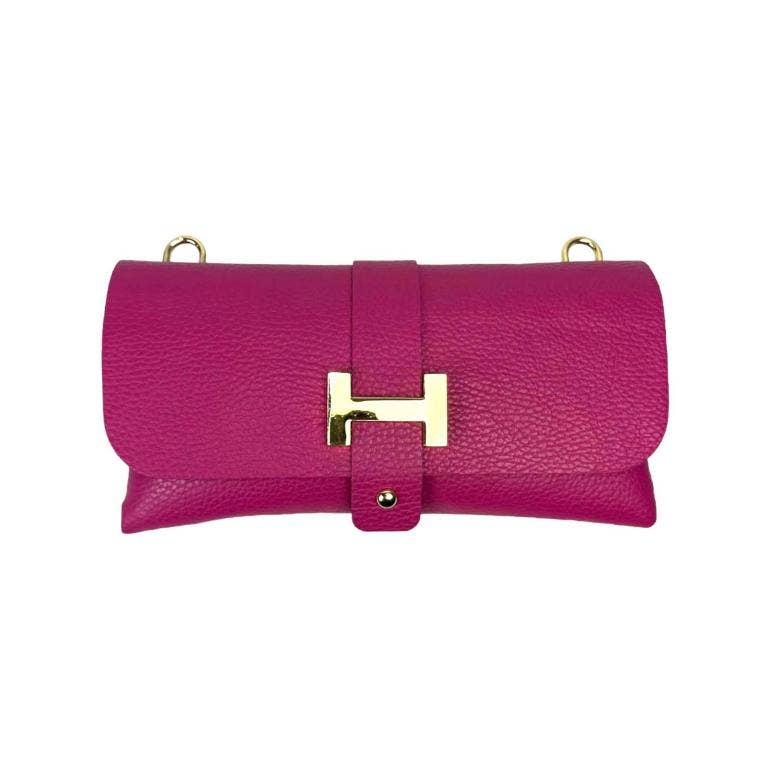 Chenson & Gorett - Vendita all'ingrosso Tracolla - Donna - Borsa da donna in pelle fiore con manico a catena rimovibile e chiusura con bottone16