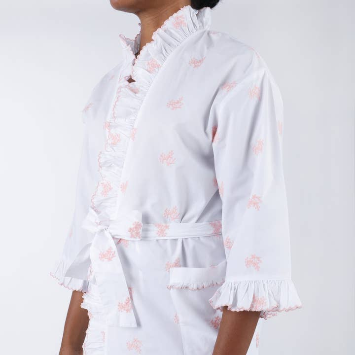 Lenora - Wholesale Robe - Women's - NANCY COTTON RUFFLE EMBROIDERED ROBE7