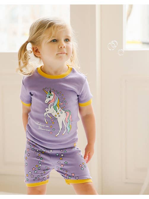 Purple Unicorn Short Sleeve Pajama Set for wholesale on Faire