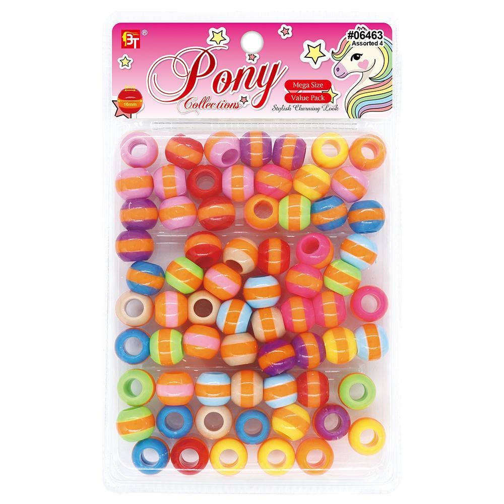 KT Supply - Vente Présentoir – bijoux - Pack de Perles Rondes Rayées Mega Color Assorties 40