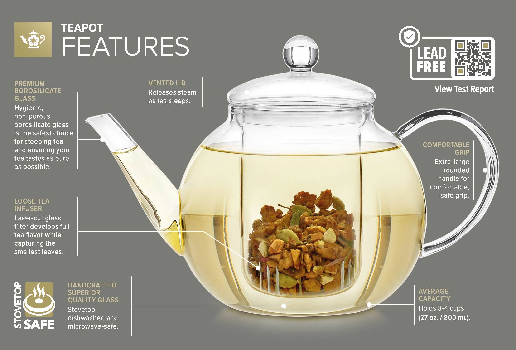 Teabloom - Wholesale Tea Pot - Petite Celebration Teapot with Two Blooming Teas (27 oz)4