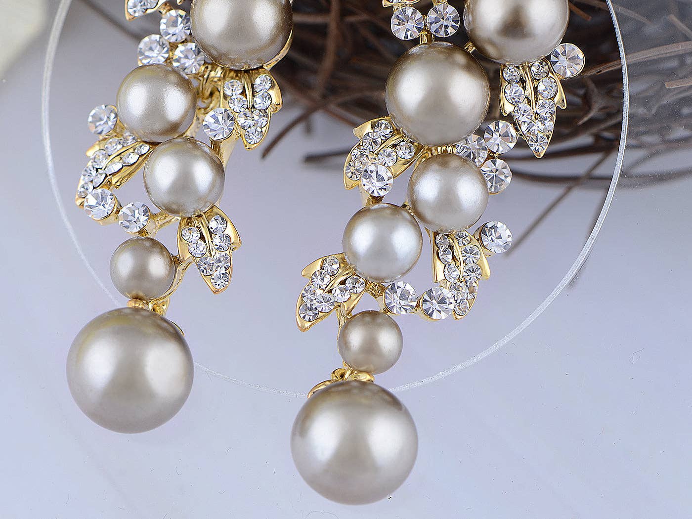 AK Brand - Wholesale Dangle Earrings - Swarovski Crystal Dangling Black Pearl Vine Earrings2