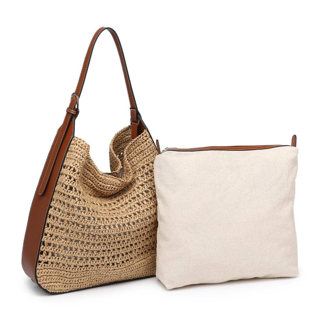 Moda Luxe - Venta al por mayor Bolso con correa - Mujer - Bolso Hobo Savannah de paja con diseño de crochet13
