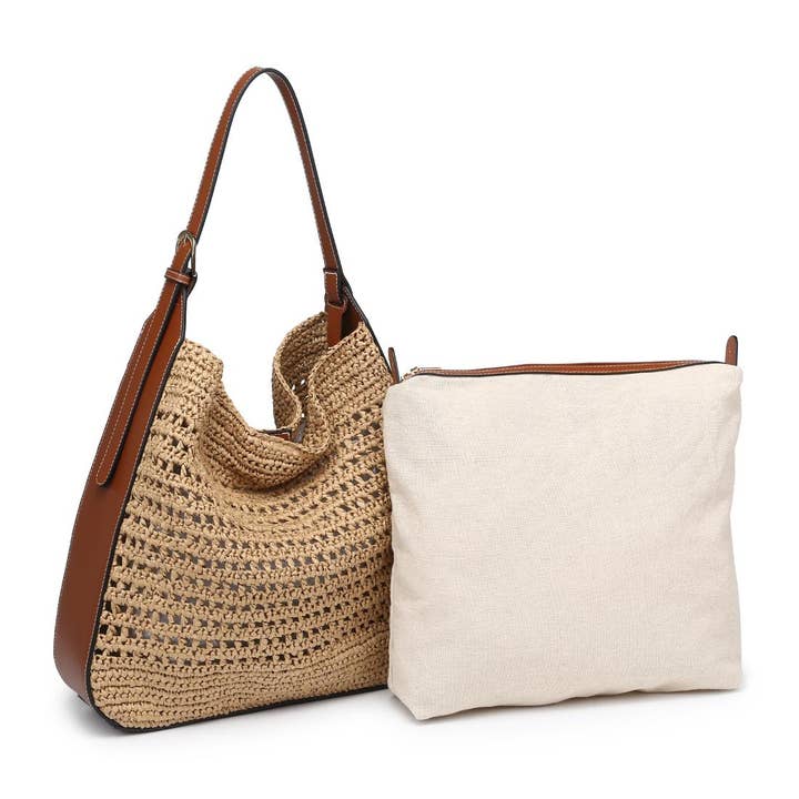 Moda Luxe - Venta al por mayor Bolso con correa - Mujer - Bolso Hobo Savannah de paja con diseño de crochet13