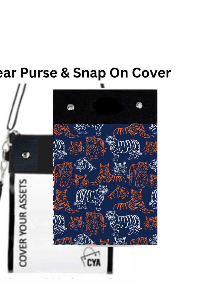 Navy w Wh & Orange Tigers - Tall - Purse & Cover for wholesale by CYA Accessories