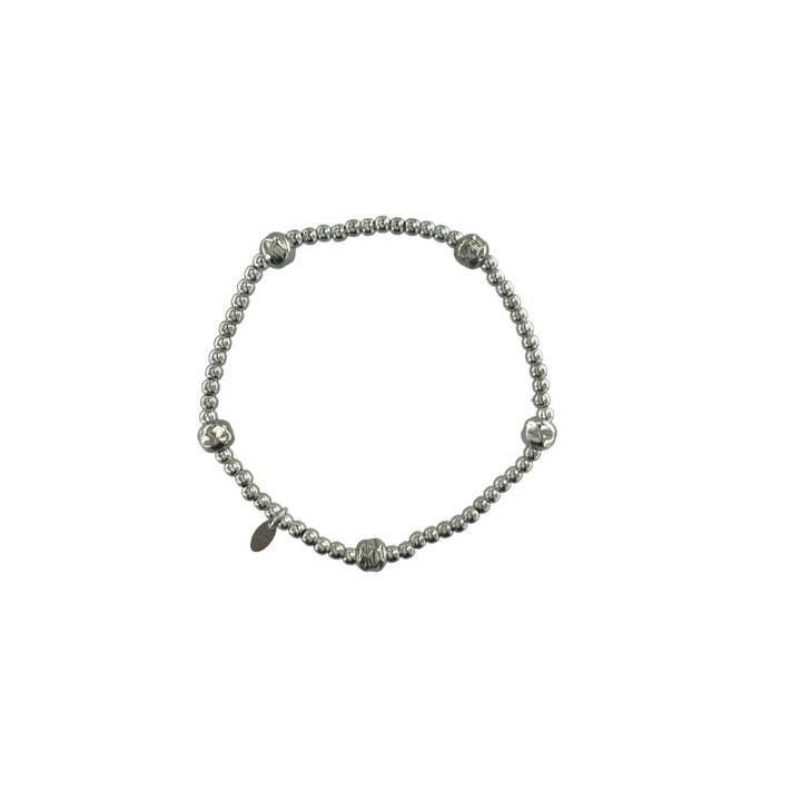 ELASTISCHES ARMBAND AUS SILBER MIT 5 GROSSEN KUGELN für den Großhandel von Argent Basic