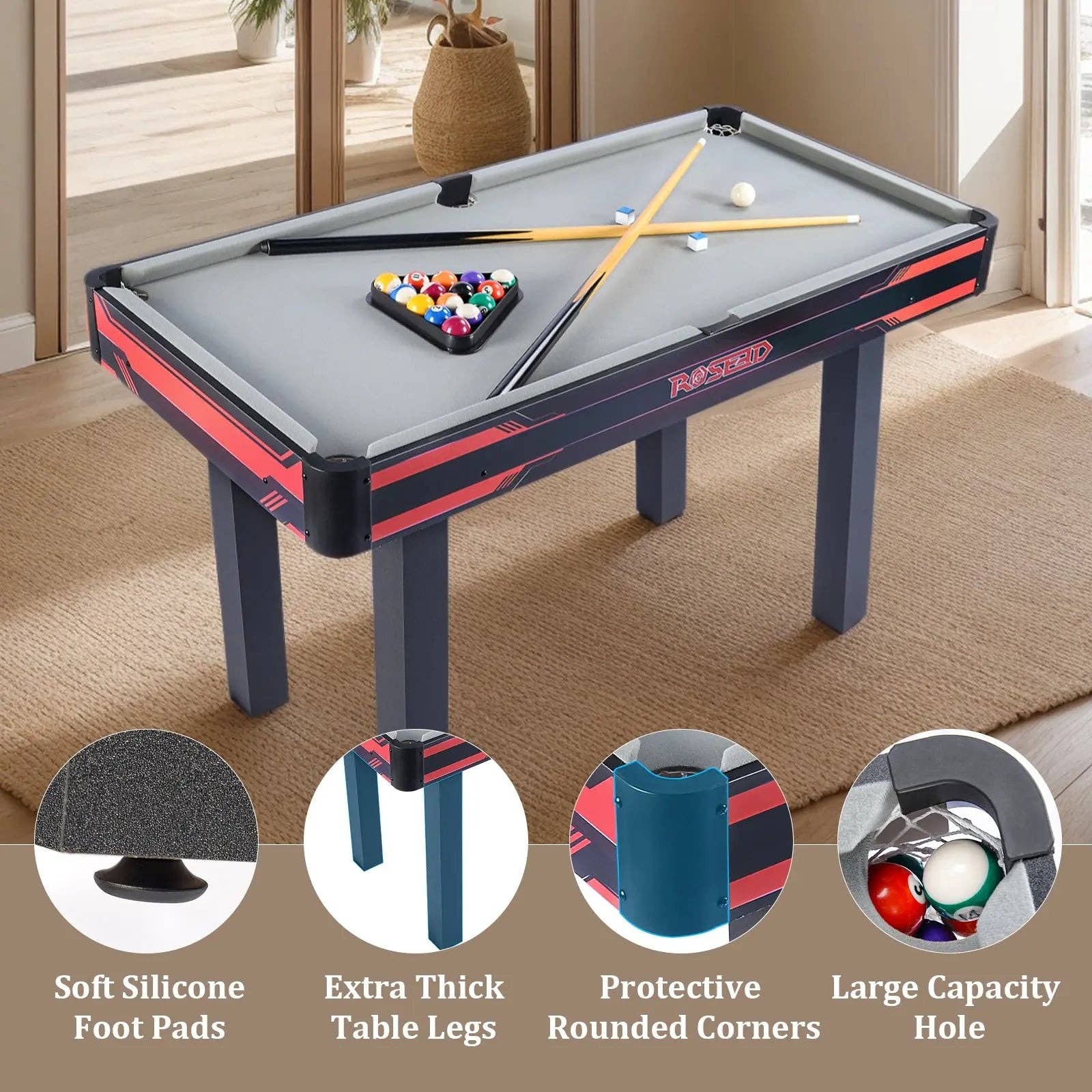 Promounts - Wholesale Sporting Accessories - ProMounts 48" Complete Set Pool Table, Compact Size with Premium Velvet Tabletop and Solid Cue Sticks (GS-BT-2355)3