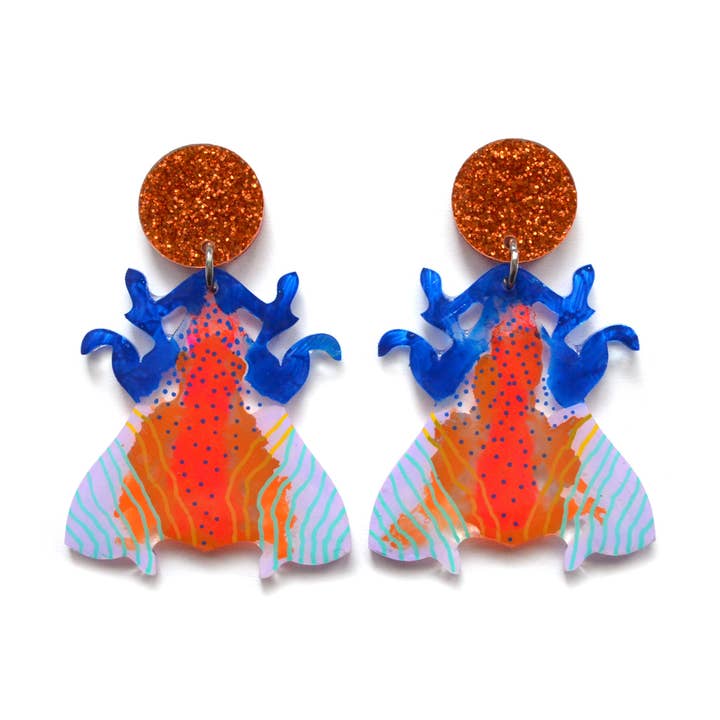 Neon Pink og Orange møl øreringe for engroshandel hos Boo and Boo Factory