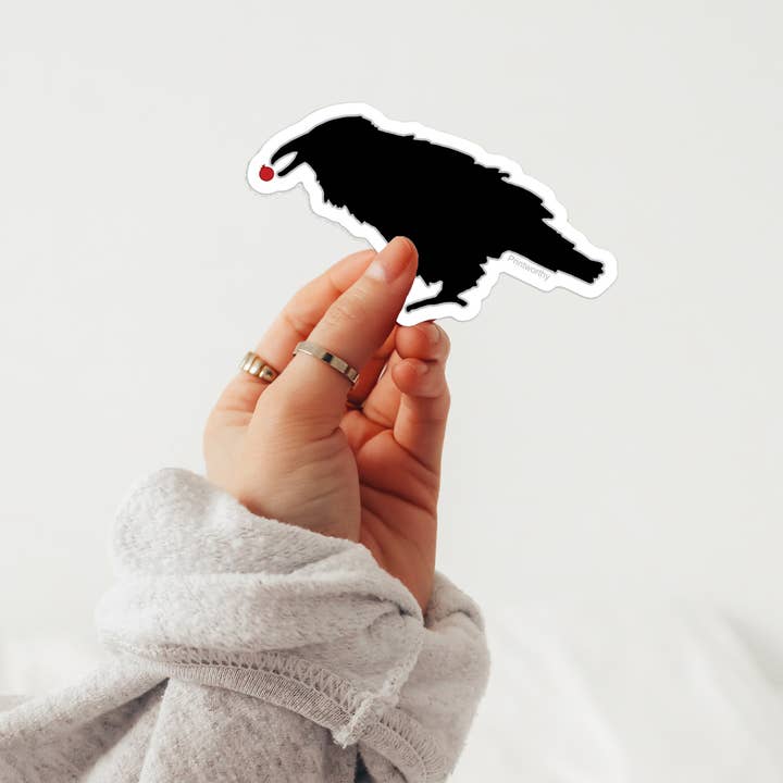 Printworthy - Wholesale Sticker - Raven with a Berry Illustrated Sticker1